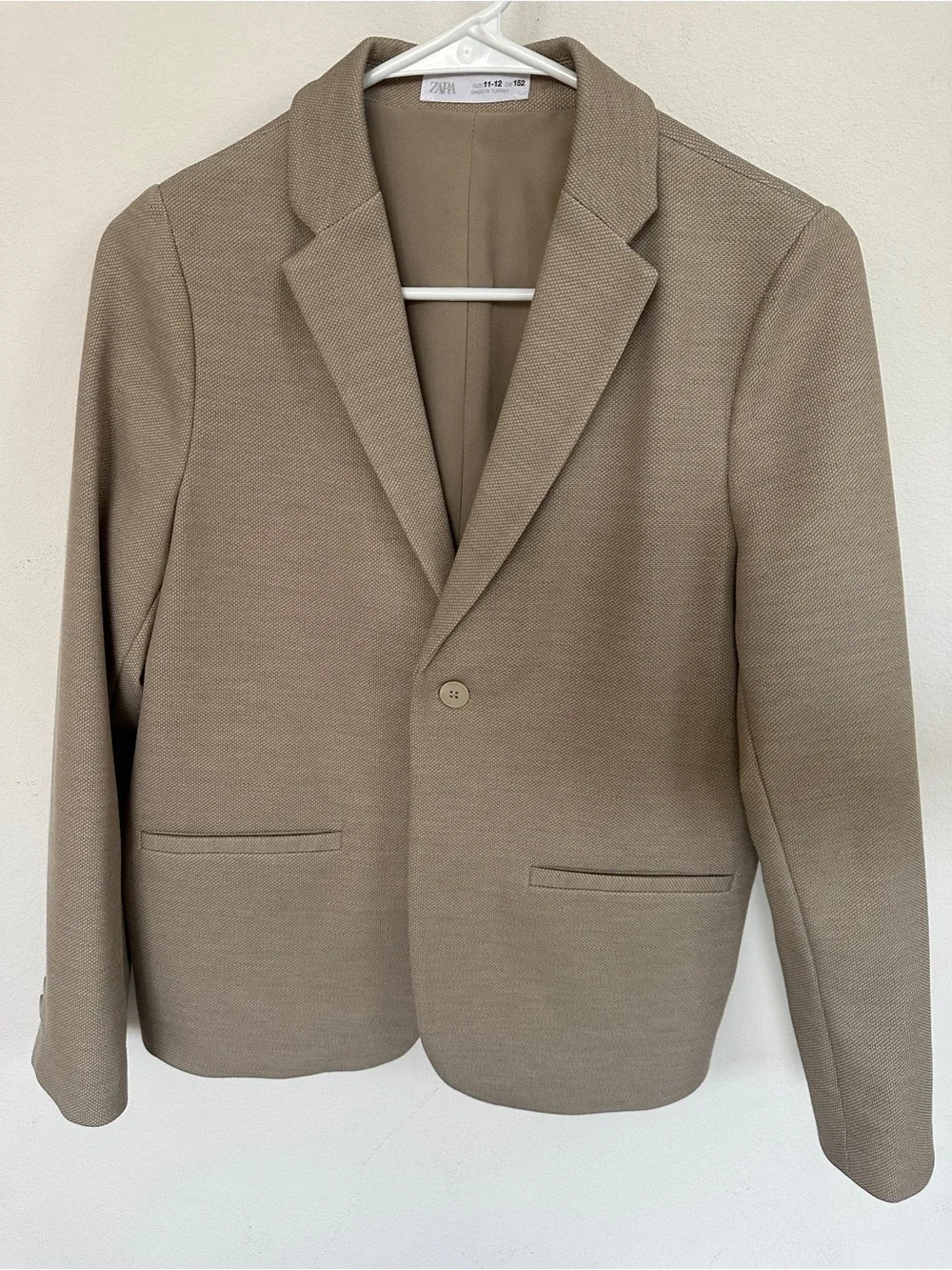 ZARA Boys Beige Single-Button Blazer